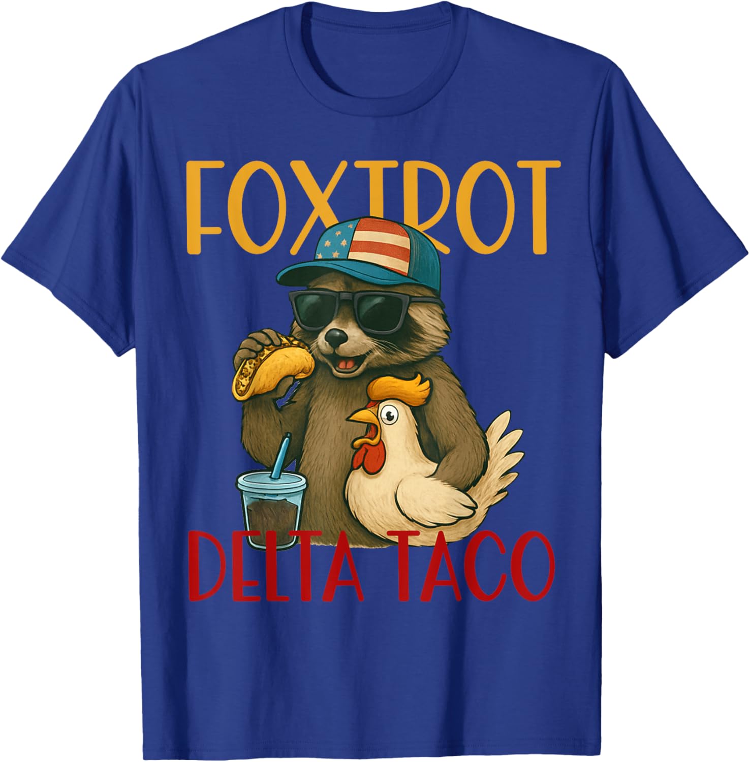 Funny Taco Foxtrot Delta Racoon T-Shirt - T-Shirt | Royal
