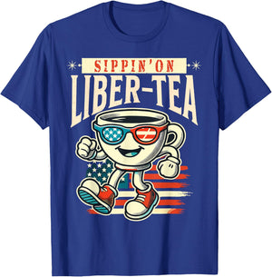 Sippin' On Liber-Tea Retro Vintage Design T-Shirt - T-Shirt | Royal