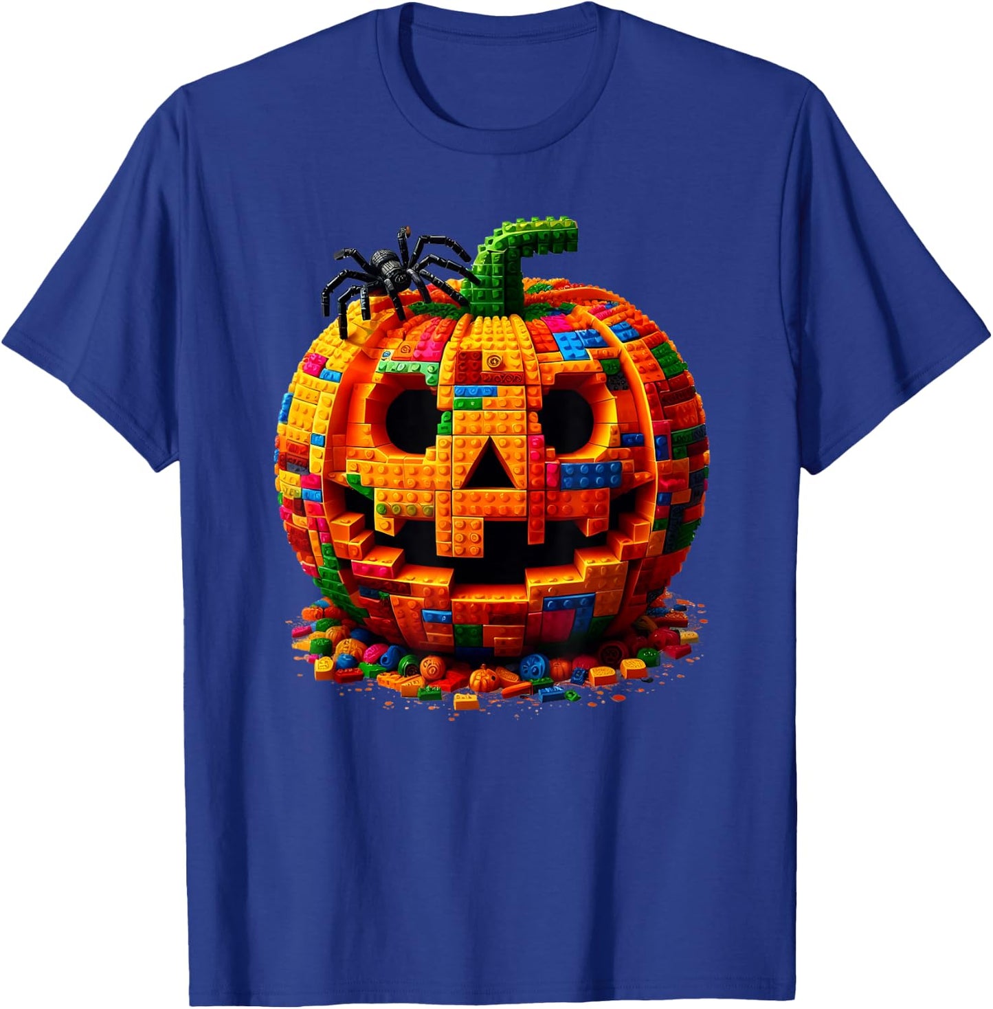 Halloween Master Builder Pumpkin Kids Building Blocks Bricks T-Shirt - T-Shirt | Royal