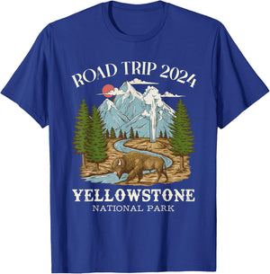 Road Trip 2024 Yellowstone National Park Wilderness Nature , Small, Black T-Shirt - T-Shirt | Royal