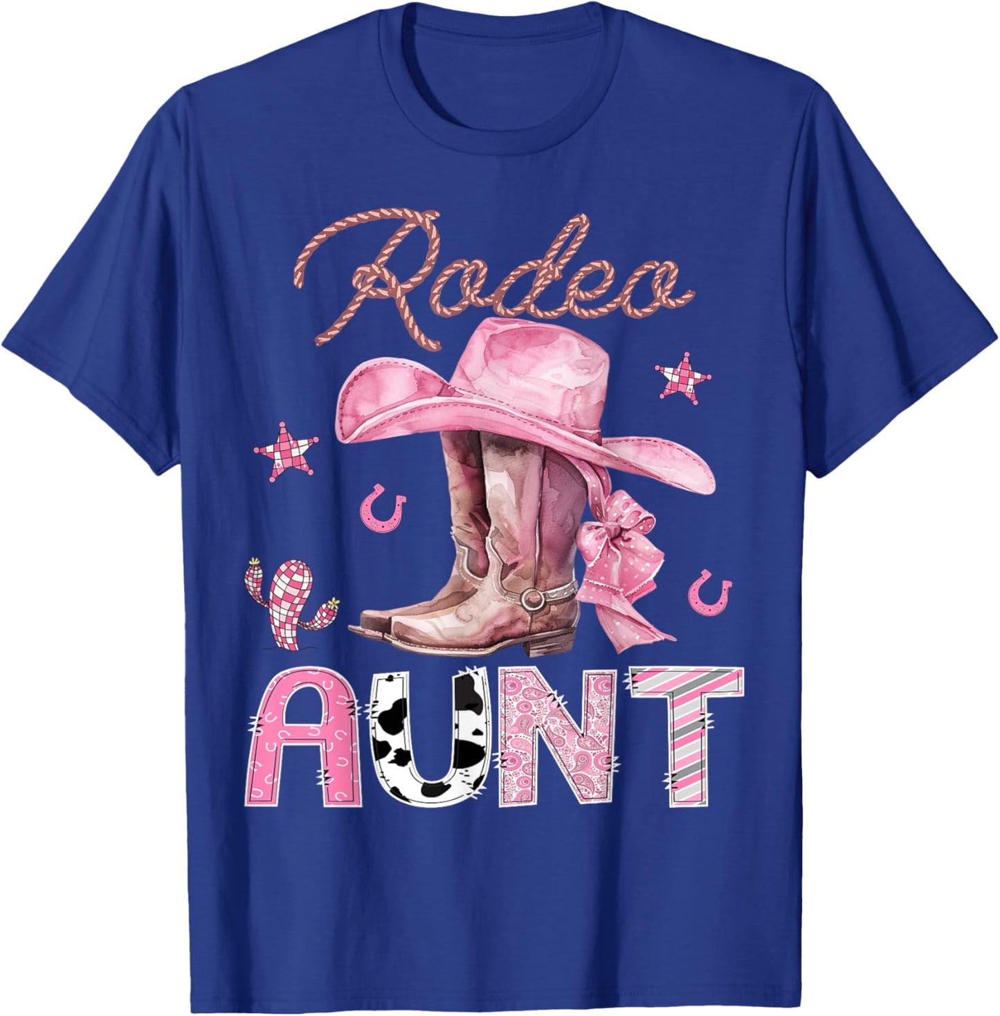 Rodeo Aunt Pink Boots Coquette CowGirl Birthday Party T-Shirt - T-Shirt | Royal