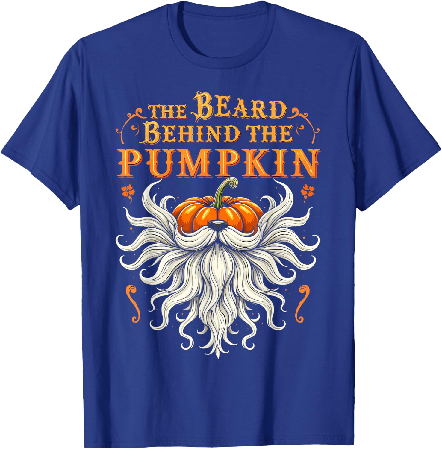 The Beard Behind the Pumpkin Halloween Bearded Men T-Shirt - T-Shirt | Royal