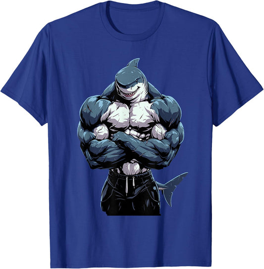 Body Builder Shark With Muscles T-Shirt - T-Shirt | Royal