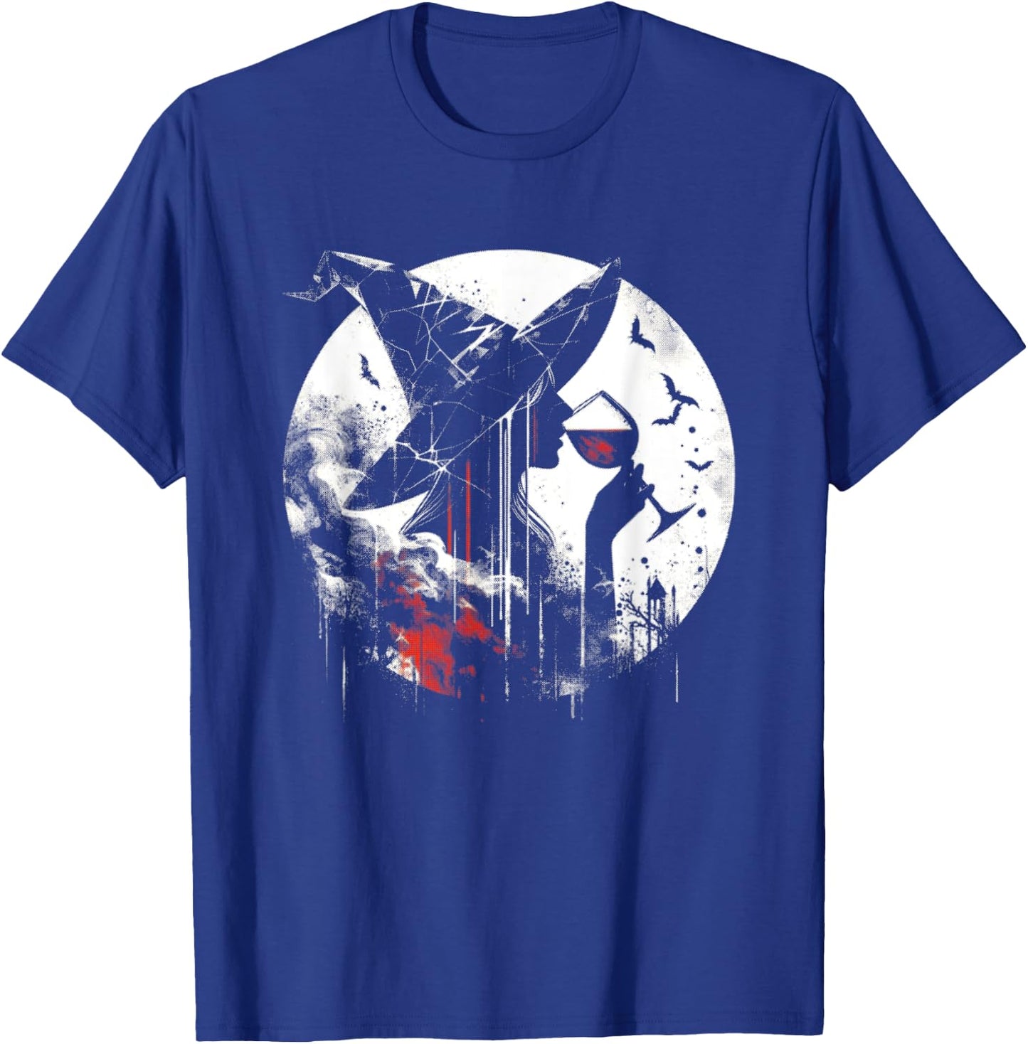 Wine Drinking Witch - Creepy Witch Halloween Wine Lover T-Shirt - T-Shirt | Royal