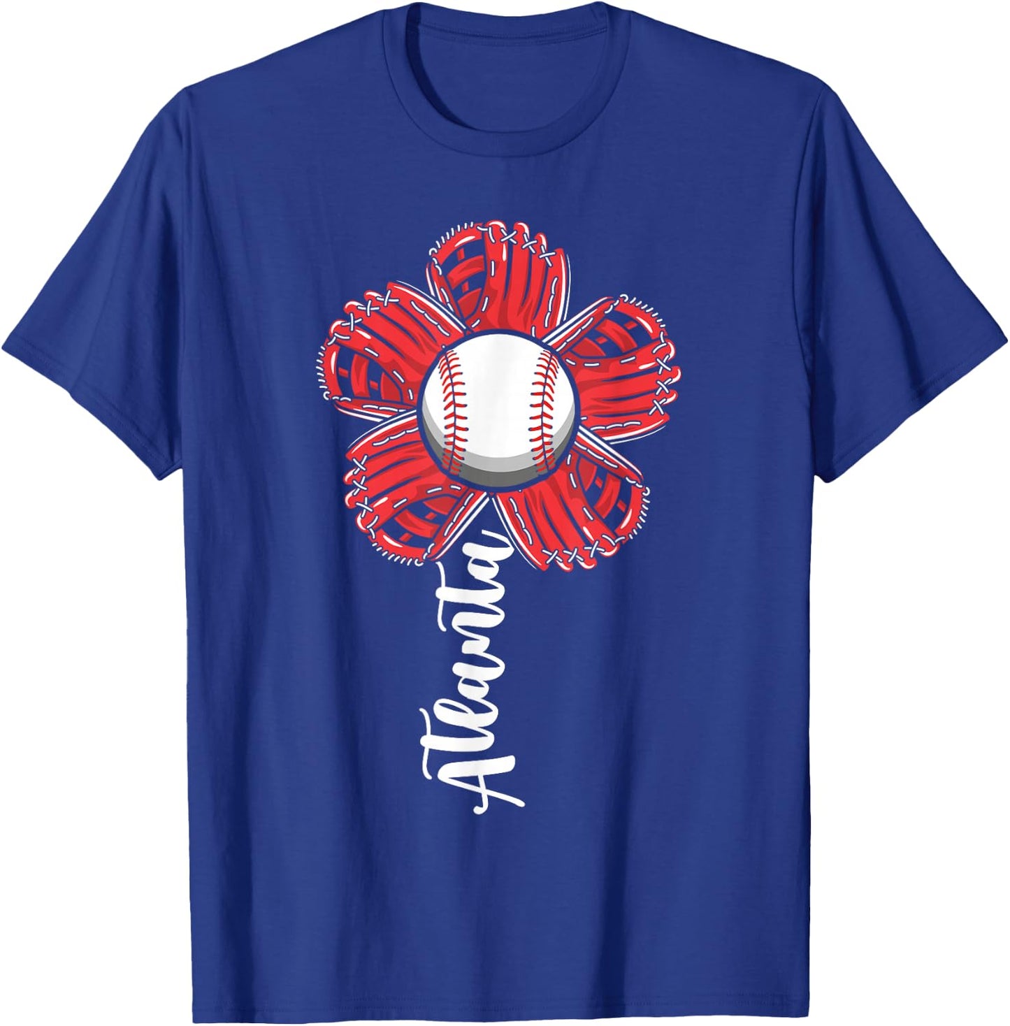 Cute Flower Atlanta Retro Baseball Lover Game Day T-Shirt - T-Shirt | Royal