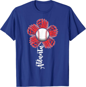 Cute Flower Atlanta Retro Baseball Lover Game Day T-Shirt - T-Shirt | Royal