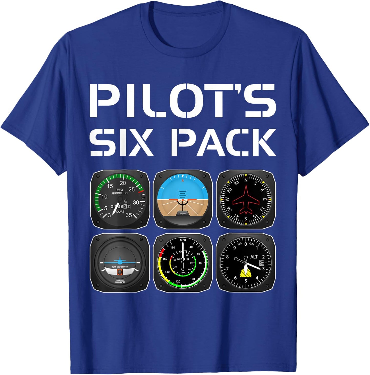 Pilot's Six Pack Funny Pilot Aviation Flying Student Teacher Women T-Shirt - T-Shirt | Royal