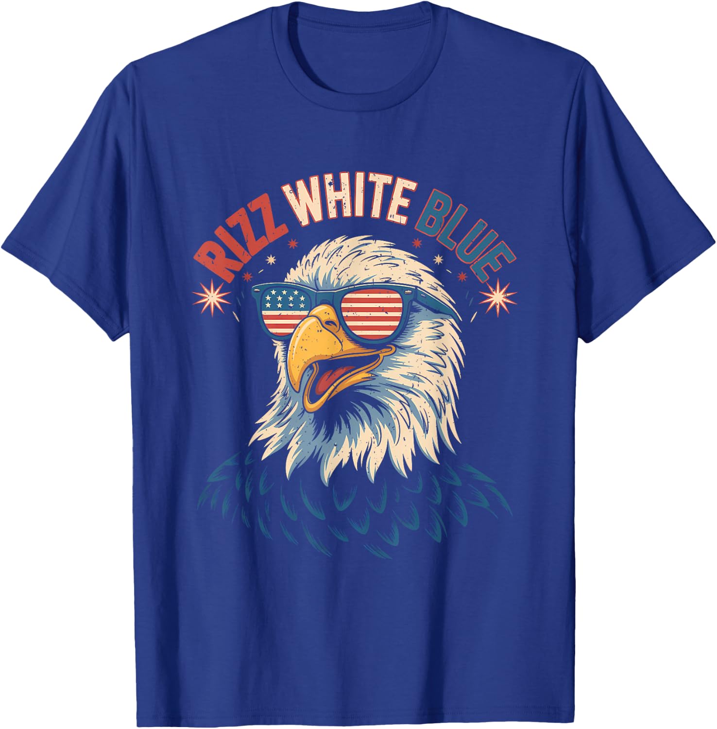 Rizz White Blue Patriotic Eagle 4th Of July Sunglasses USA T-Shirt - T-Shirt | Royal