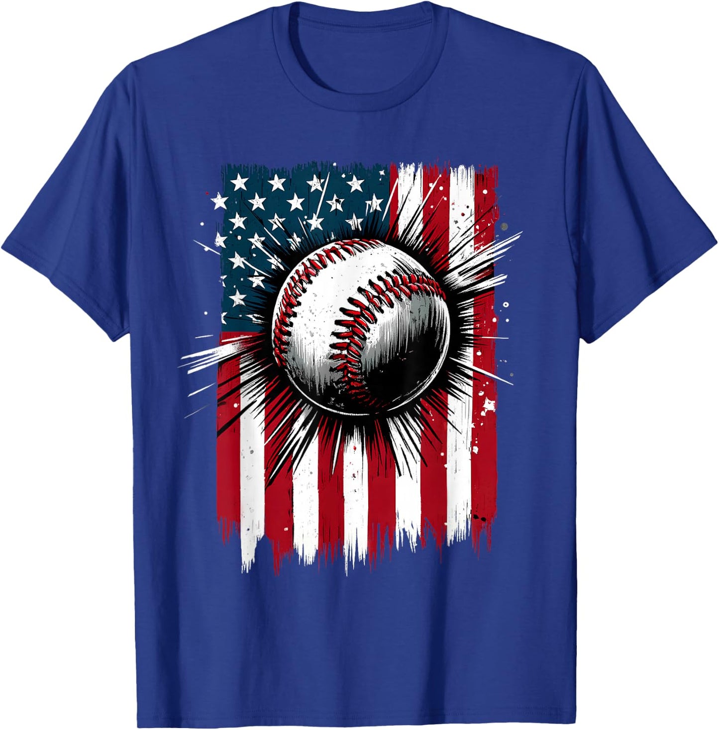 Patriotic Baseball 4th of July USA American Flag Men Boy Kid T-Shirt - T-Shirt | Royal