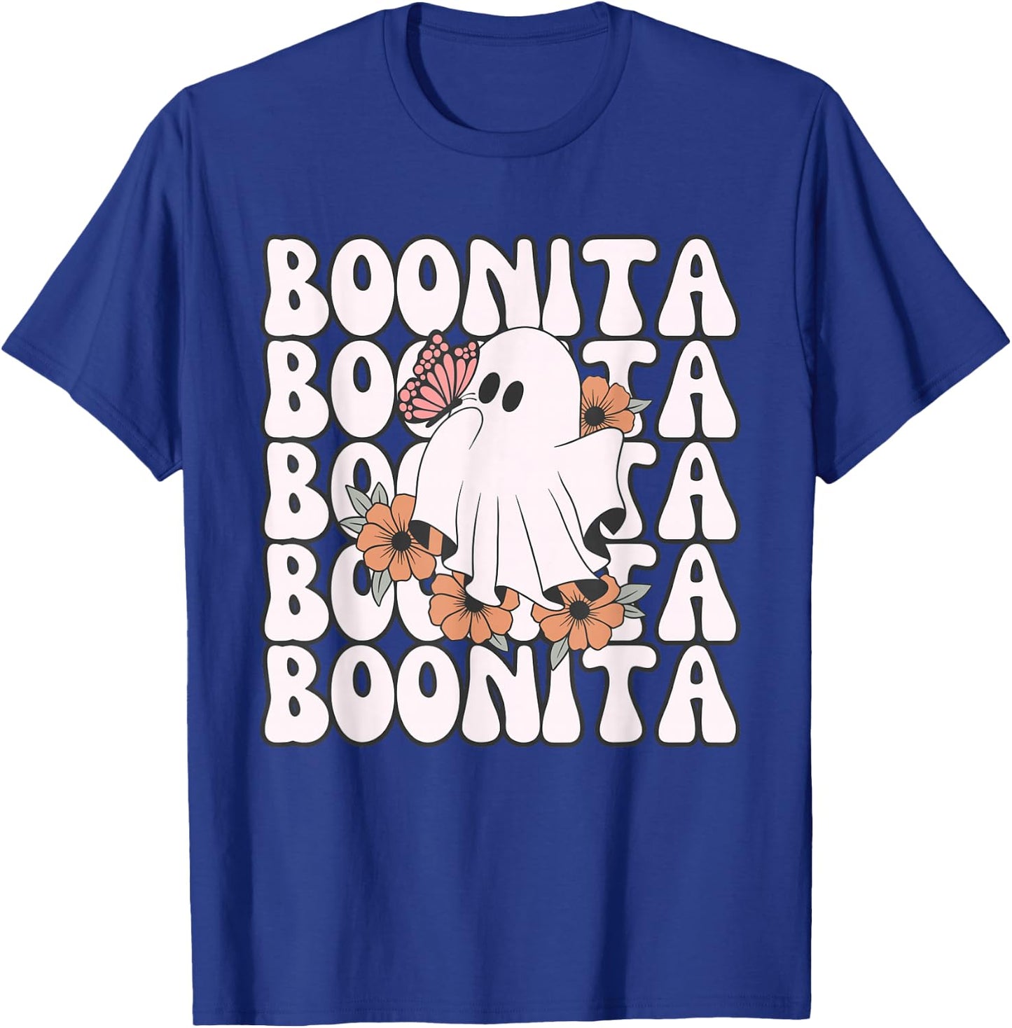 Boonita Halloween Ghost Floral Butterfly Boo Girls T-Shirt - T-Shirt | Royal