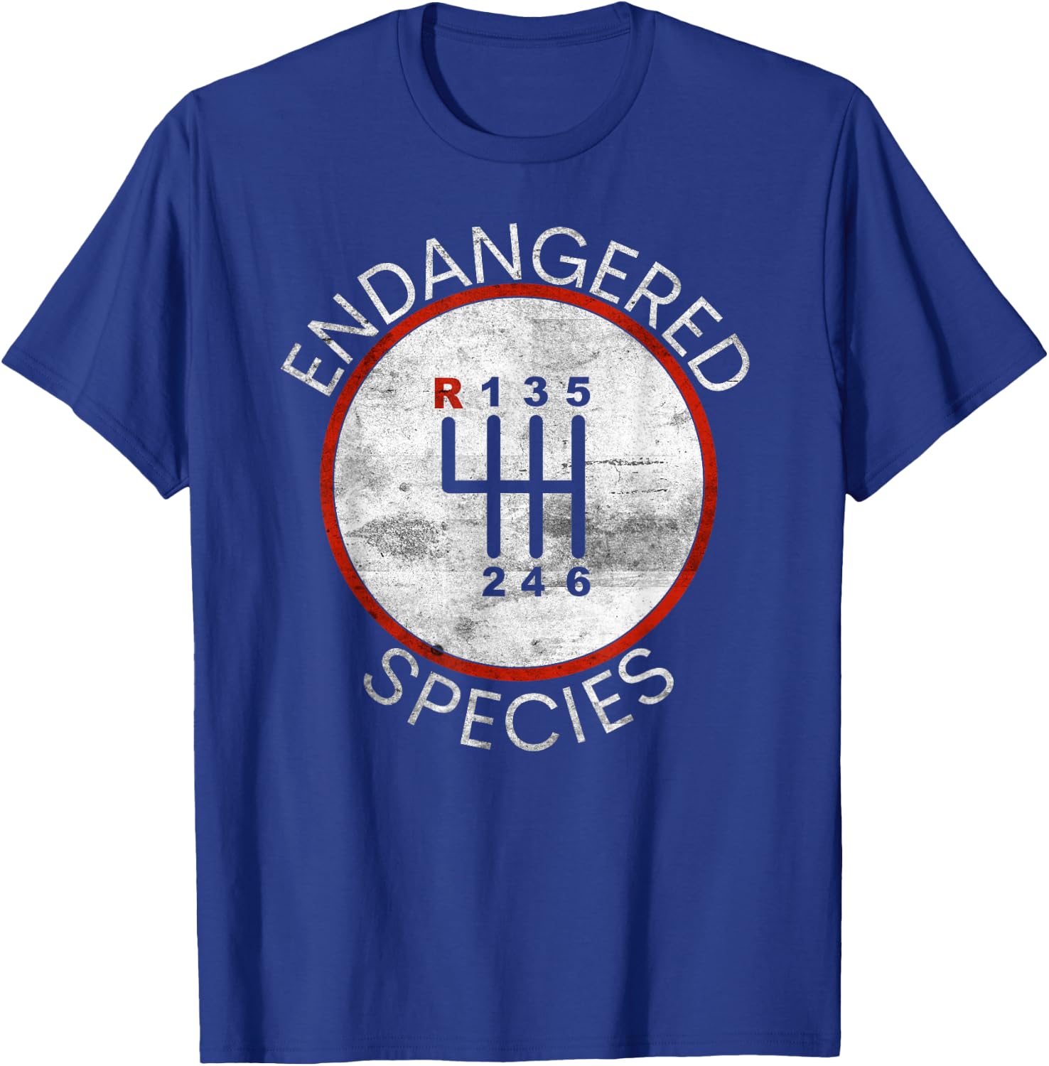 Cool Endangered Species Manual Gearbox Stick Shift 6 Speed T-Shirt - T-Shirt | Royal