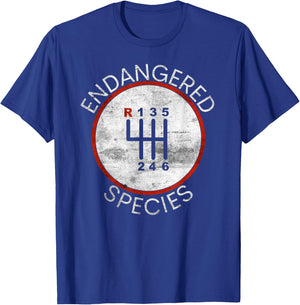 Cool Endangered Species Manual Gearbox Stick Shift 6 Speed T-Shirt - T-Shirt | Royal