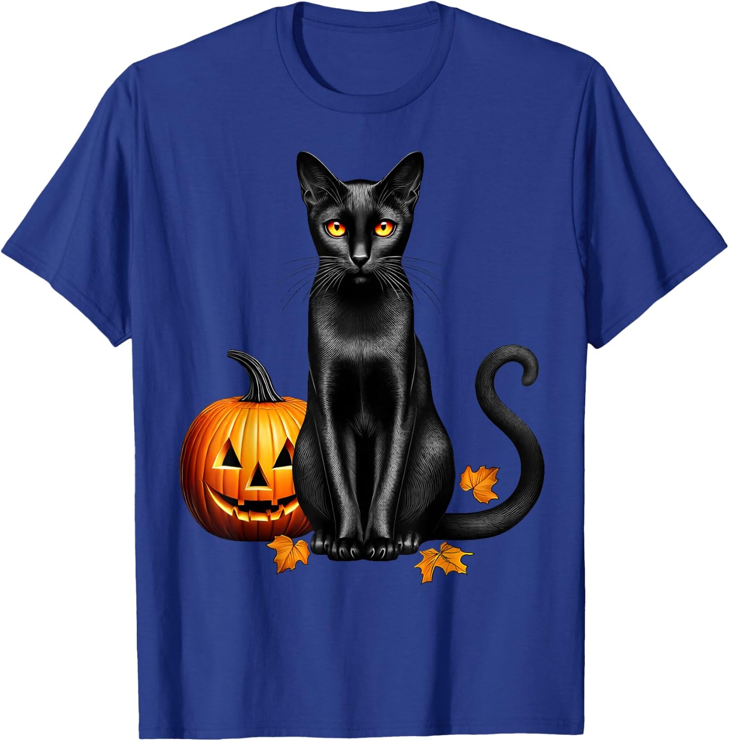 Retro Black Cat Pumpkin Halloween Cat Lovers Costume Fall Men Women Kids T-Shirt - T-Shirt | Royal