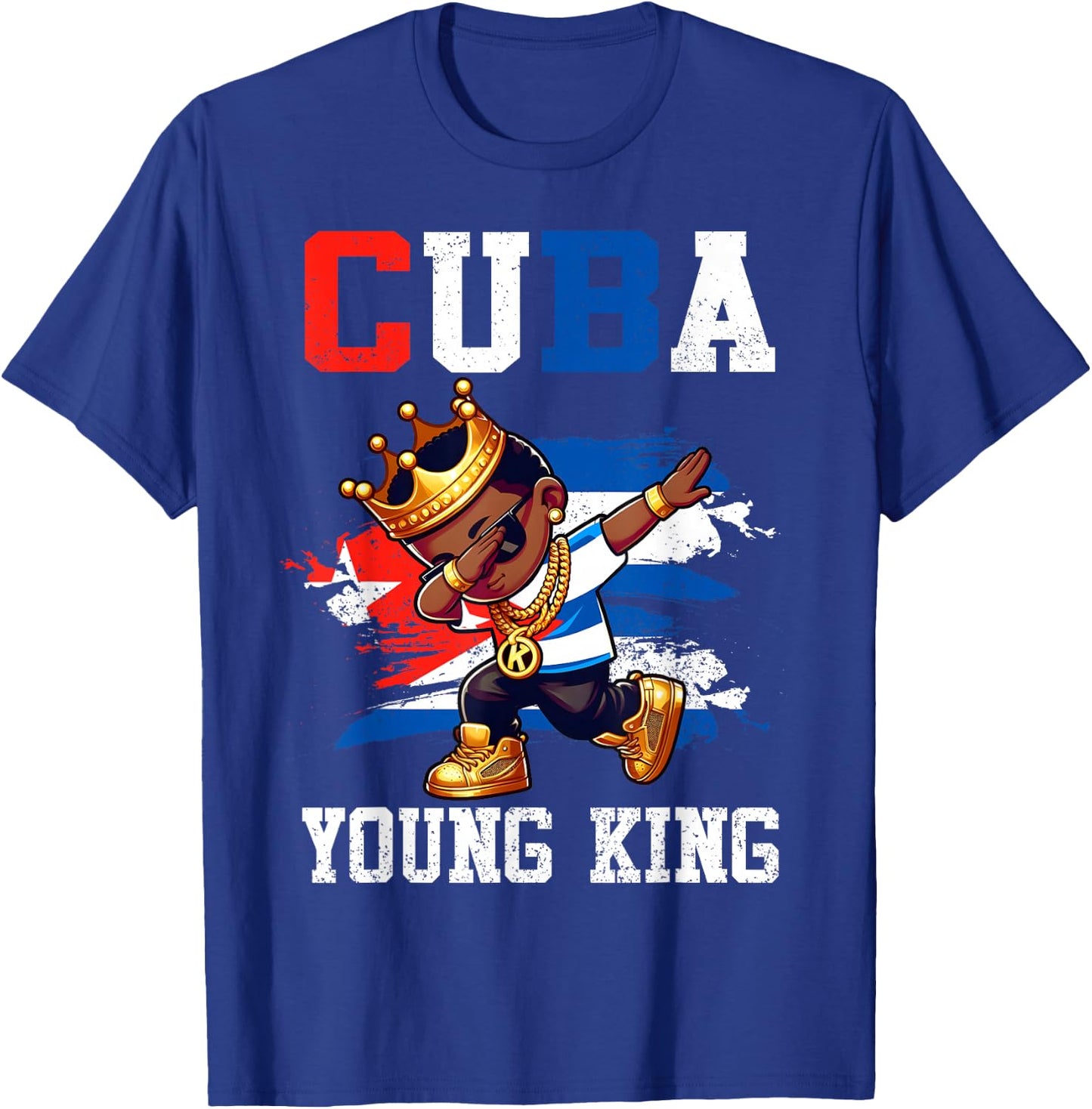 Cuba Young King Cuban Boy African Proud Cuban Flag T-Shirt - T-Shirt | Royal