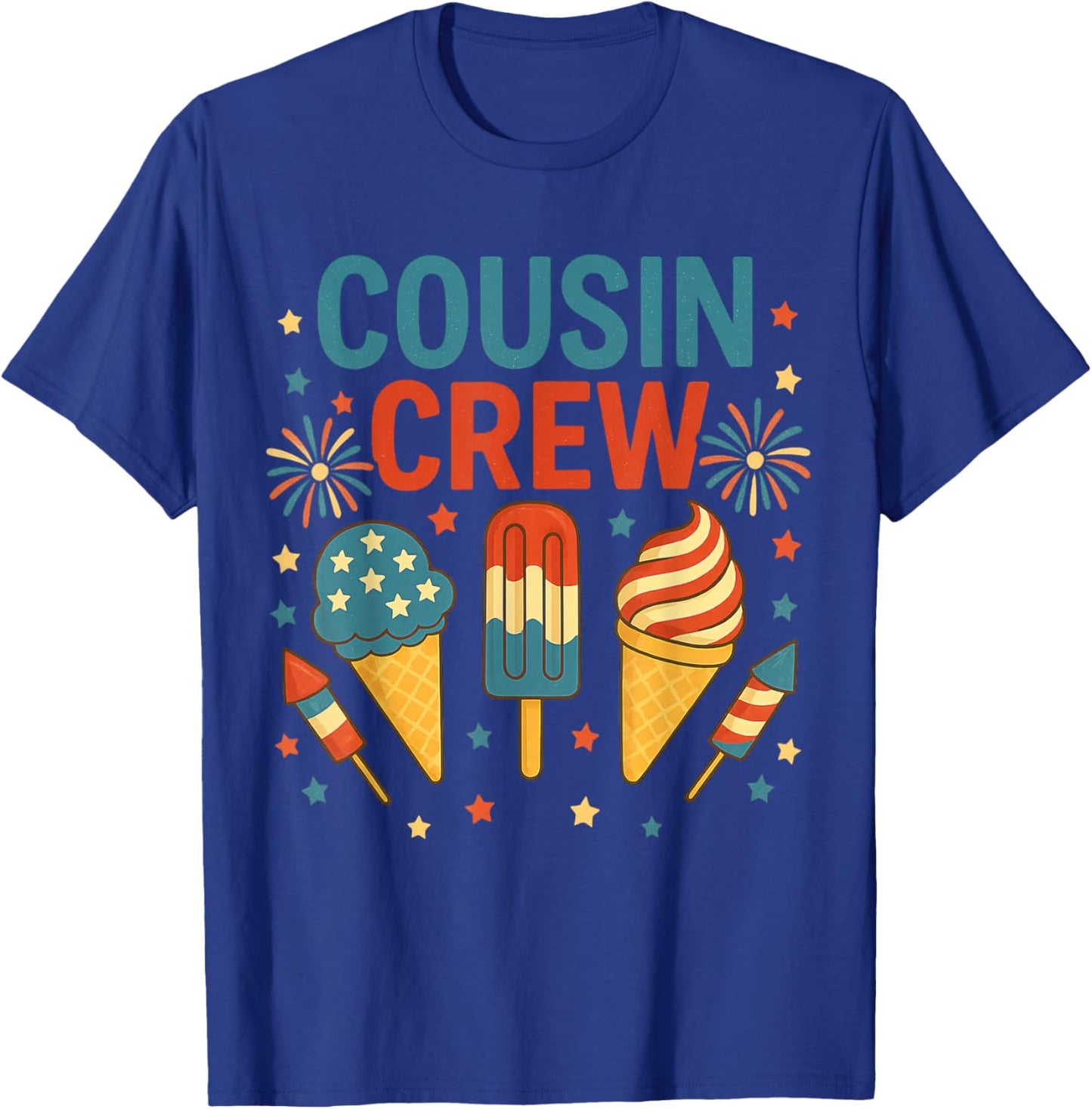 Cute Cousin Crew Ice Cream Patriotic Fourth July Family T-Shirt - T-Shirt | Royal