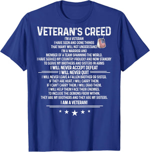 Veteran's creed I'm a veteran Shirt Themed Military Support T-Shirt - T-Shirt | Royal