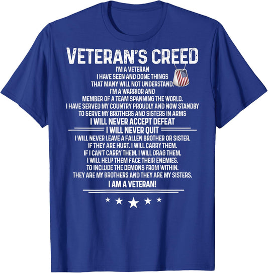 Veteran's creed I'm a veteran Shirt Themed Military Support T-Shirt - T-Shirt | Royal
