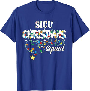 SICU Christmas Squad CNA NP Surgical ICU Nurse Techs T-Shirt - T-Shirt | Royal