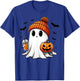 Cute Ghost Drinking Coffee Halloween Ghost Ice Coffee T-Shirt - T-Shirt | Royal