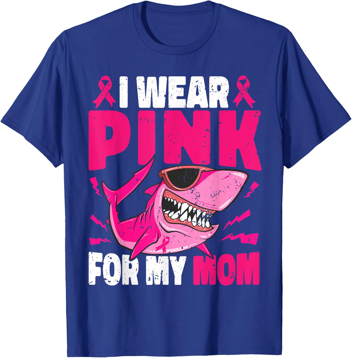 Shark I Wear Pink For My Mom Breast Cancer Awareness Boys T-Shirt - T-Shirt | Royal
