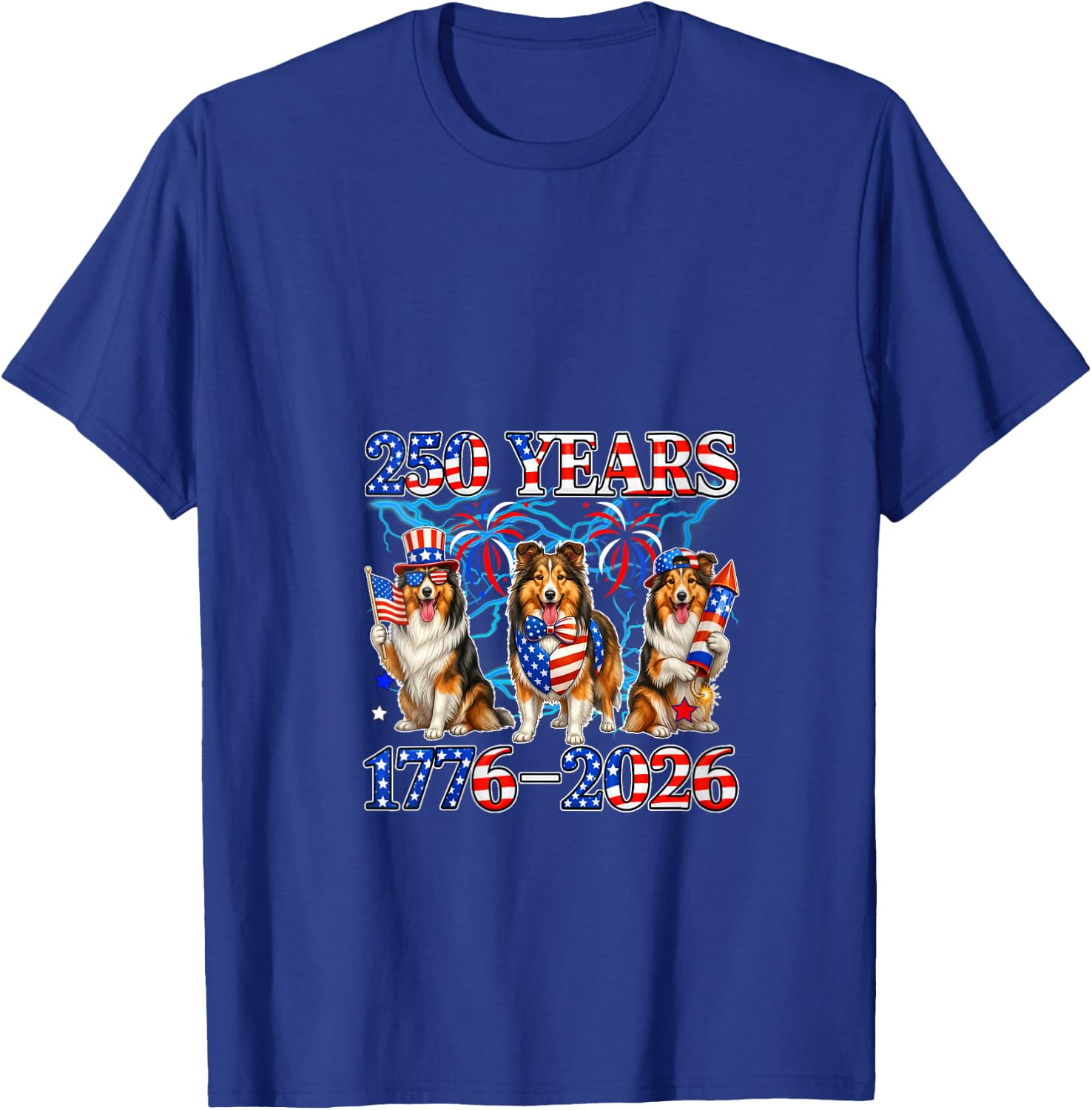 Women's 250th Freedom 1776-2026 4th of July Three Cute Shelties V-Neck T-Shirt - T-Shirt | Royal