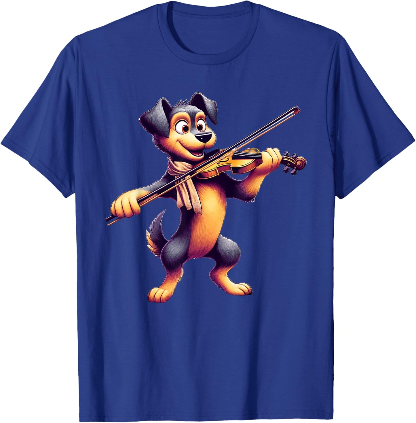 Cute Dog Playing Violin Dogs Musician Music Men Women Kids T-Shirt - T-Shirt | Royal