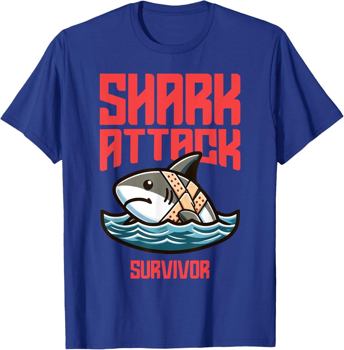 Cool Shark Attack Survivor Injury Beach Funny Shark Women Kids T-Shirt - T-Shirt | Royal