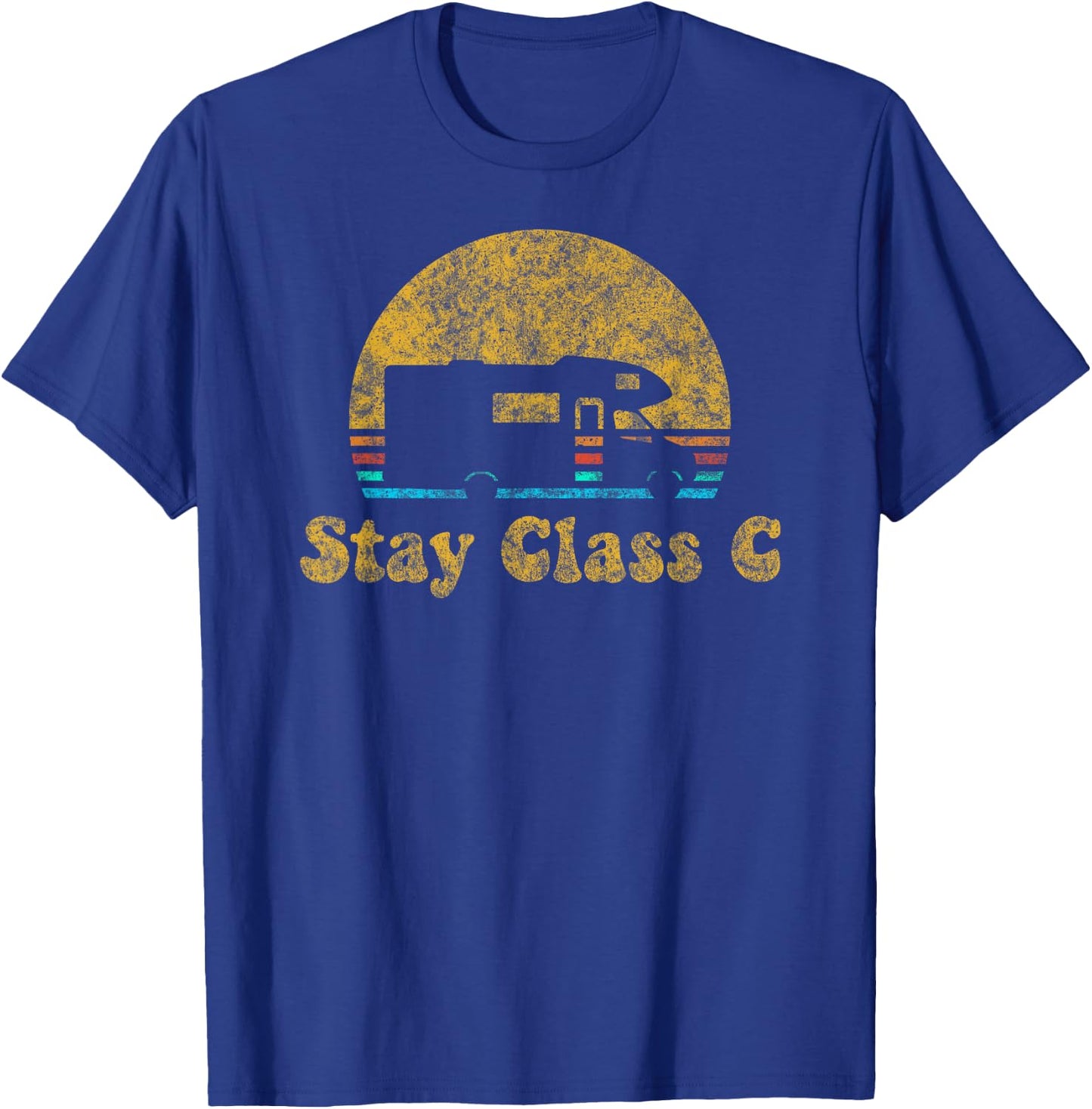 Retro Sunset RV Stay Class C Camping Camper Gift T-Shirt - T-Shirt | Royal
