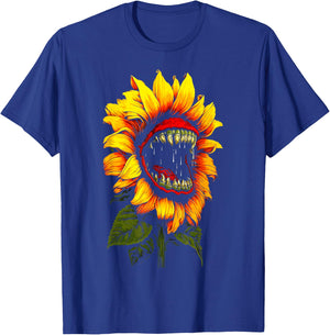 Sunflower Horror Sinister Sunflower Funny Humor Flower T-Shirt - T-Shirt | Royal