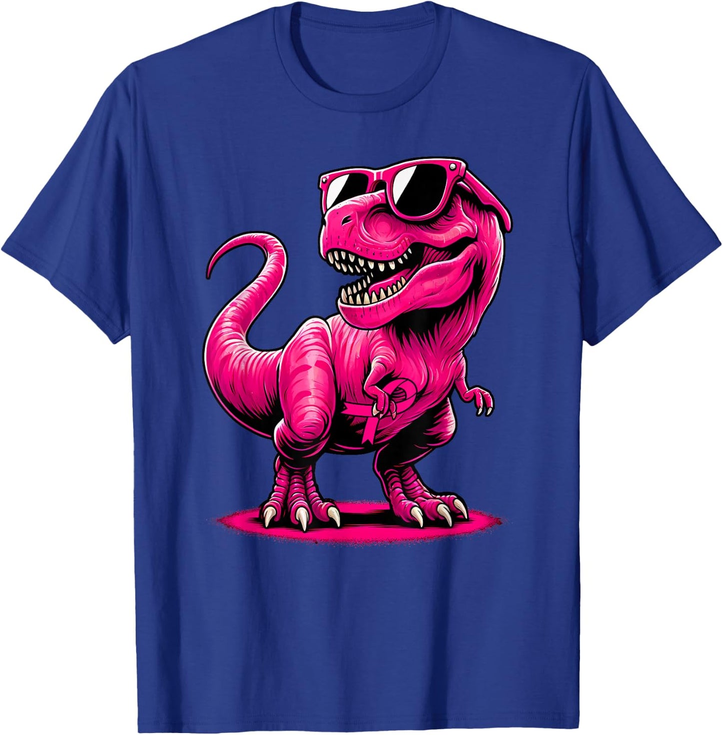October Pink Dinosaur Breast Cancer Pink Ribbon Boy Girl Kid T-Shirt - T-Shirt | Royal
