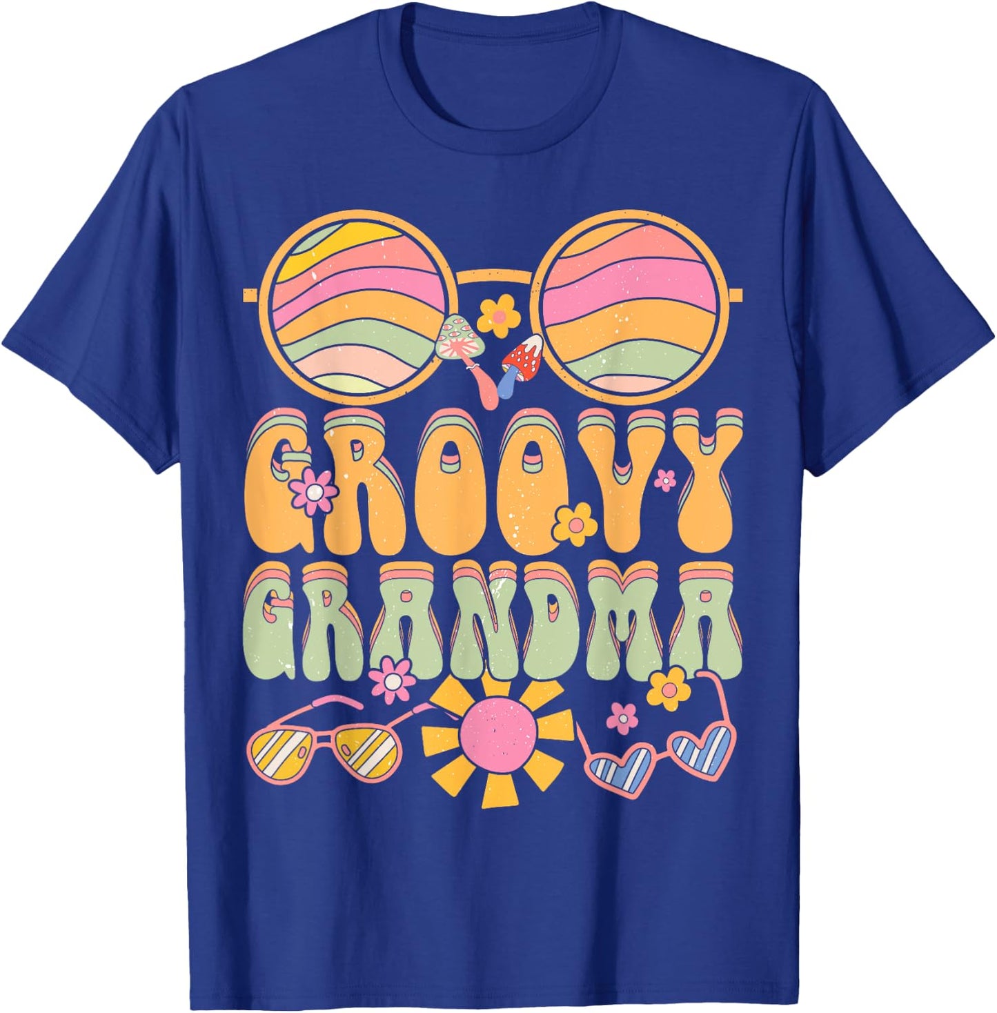 Groovy Grandma 70s 80s Aesthetic Retro Colorful Grandmother T-Shirt - T-Shirt | Royal