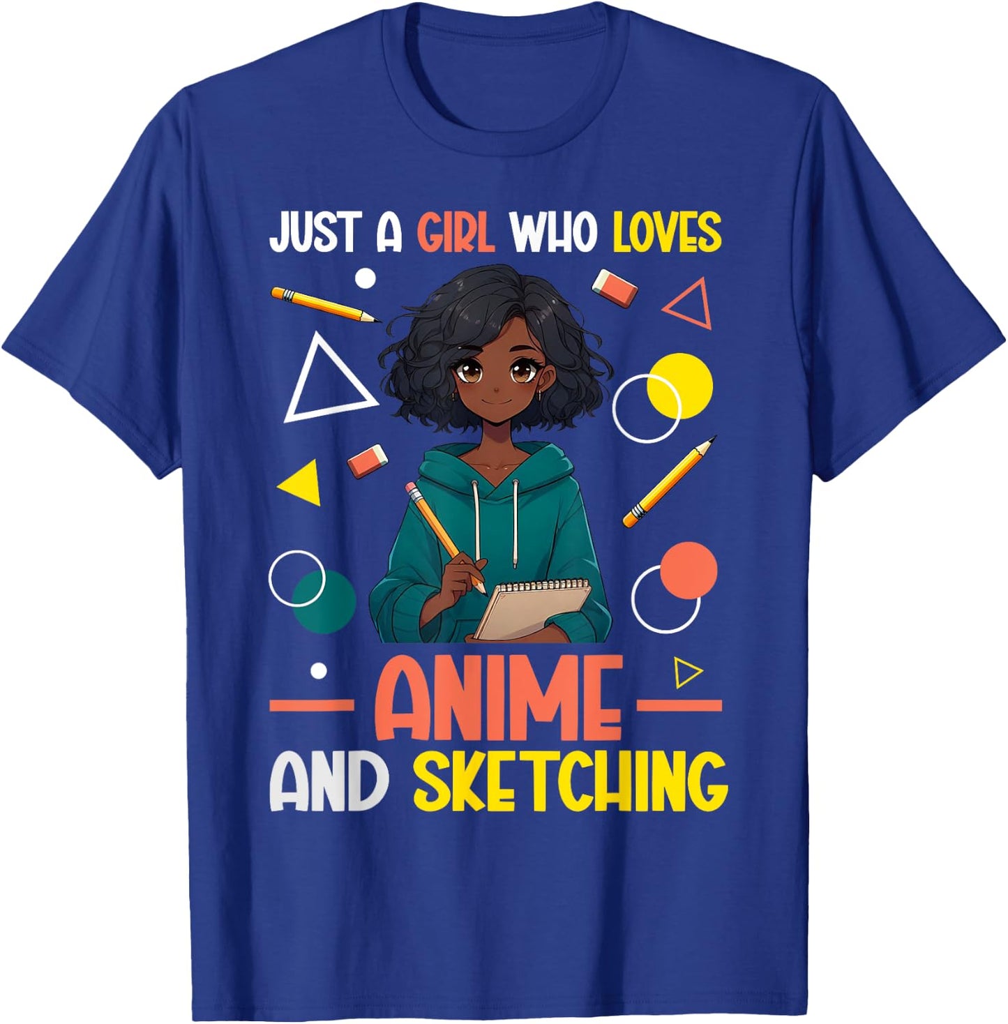 Just A Girl Who Loves Anime And Sketching Afro Anime Merch T-Shirt - T-Shirt | Royal