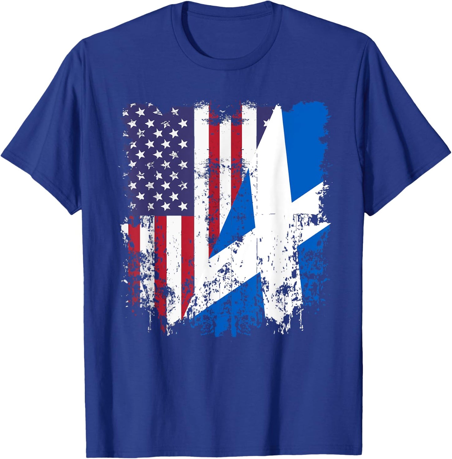 Scottish Roots Half American Flag Scotland Flag Girls Kids Men T-Shirt - T-Shirt | Royal