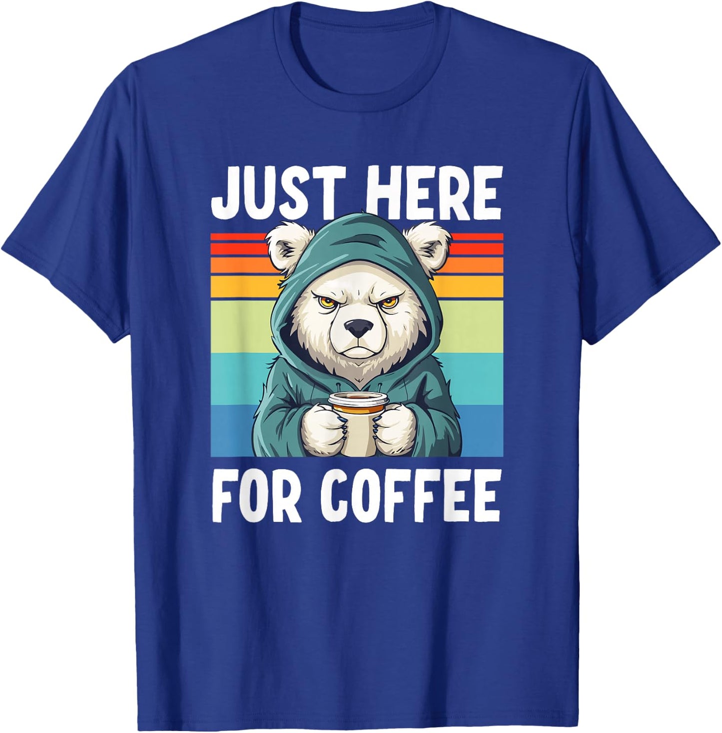 Grumpy Office Coffee & Polar Bear T-Shirt - T-Shirt | Royal