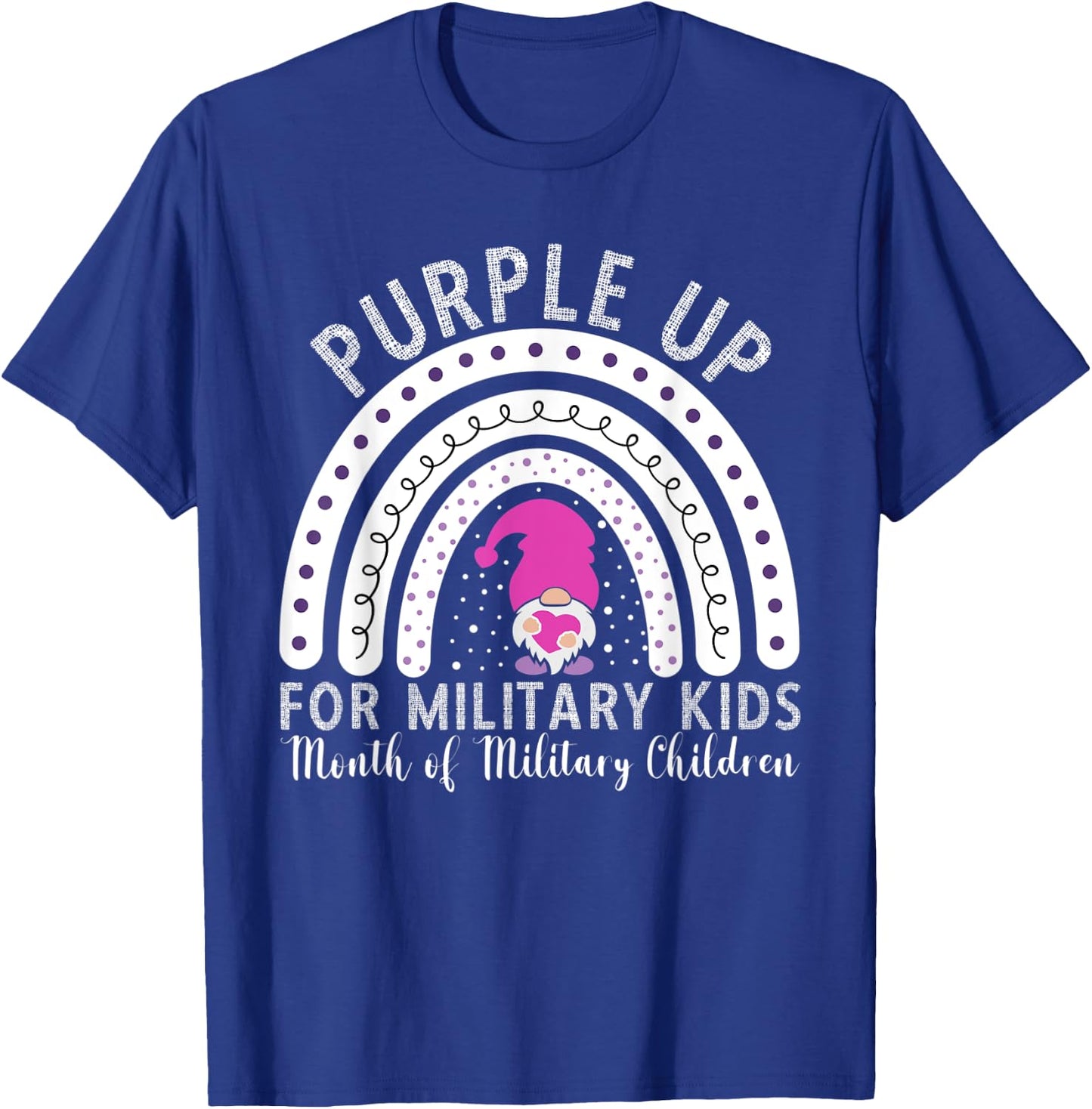 Purple Up Military Kids Month Of The Military Child Gnome T-Shirt - T-Shirt | Royal