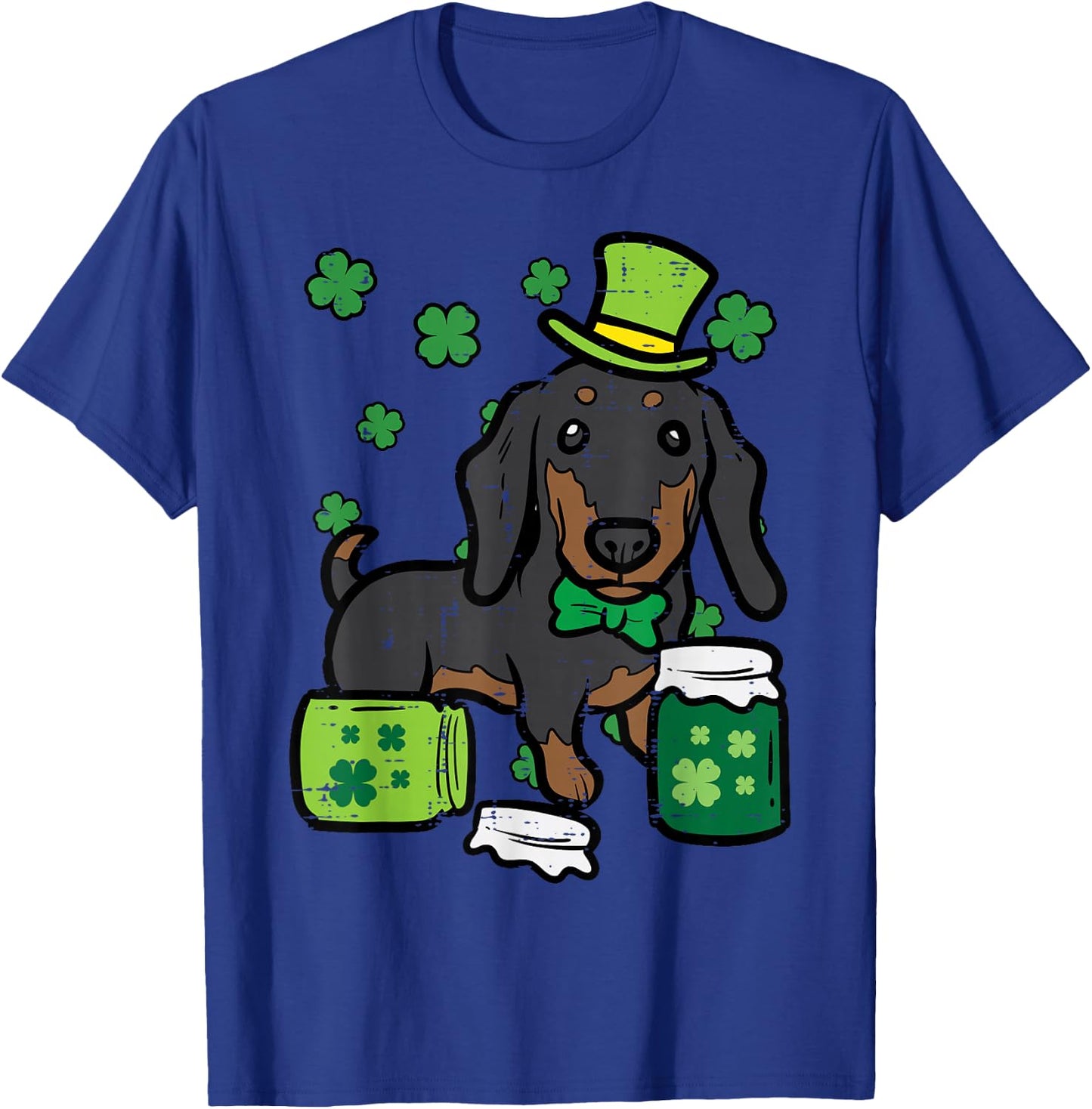 St Patricks Day Dog Dachshund Saint Pattys Women Kids Men T-Shirt - T-Shirt | Royal