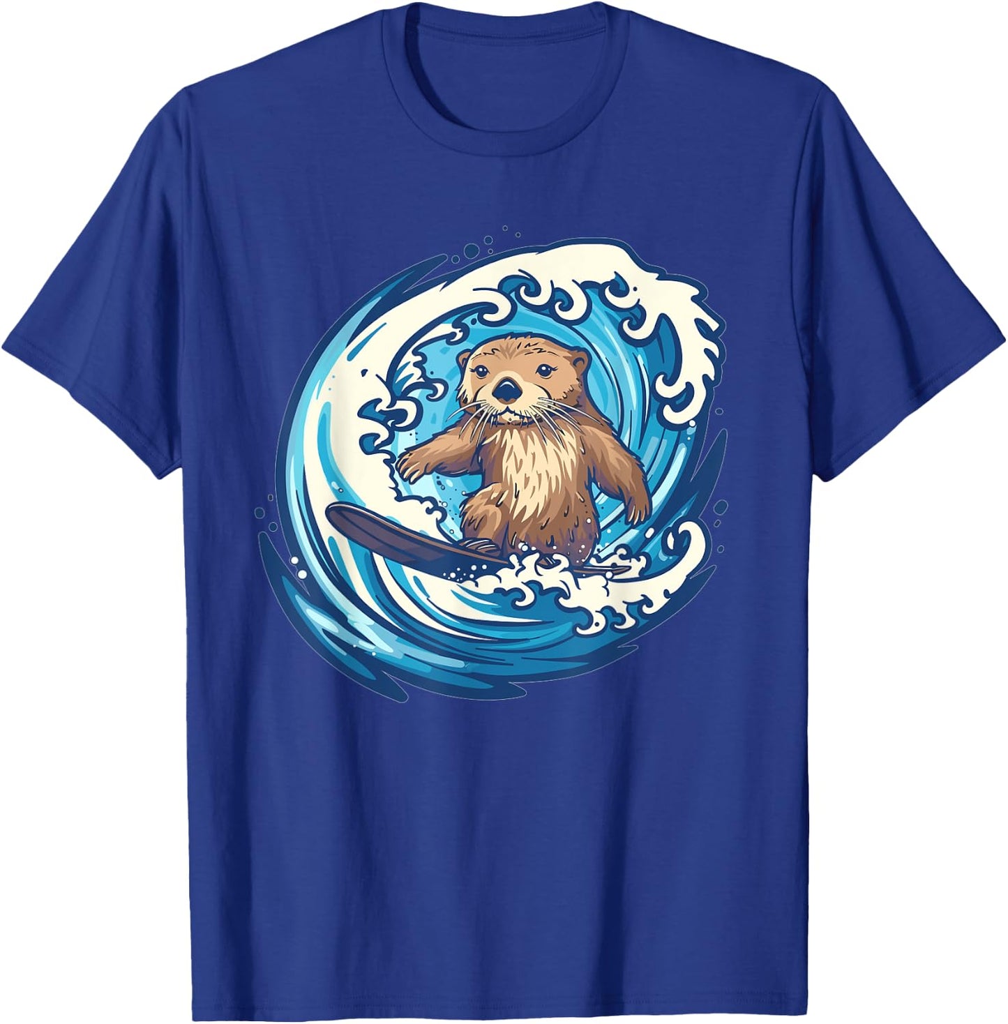 Cute Surfing Sea Otter T-Shirt - T-Shirt | Royal