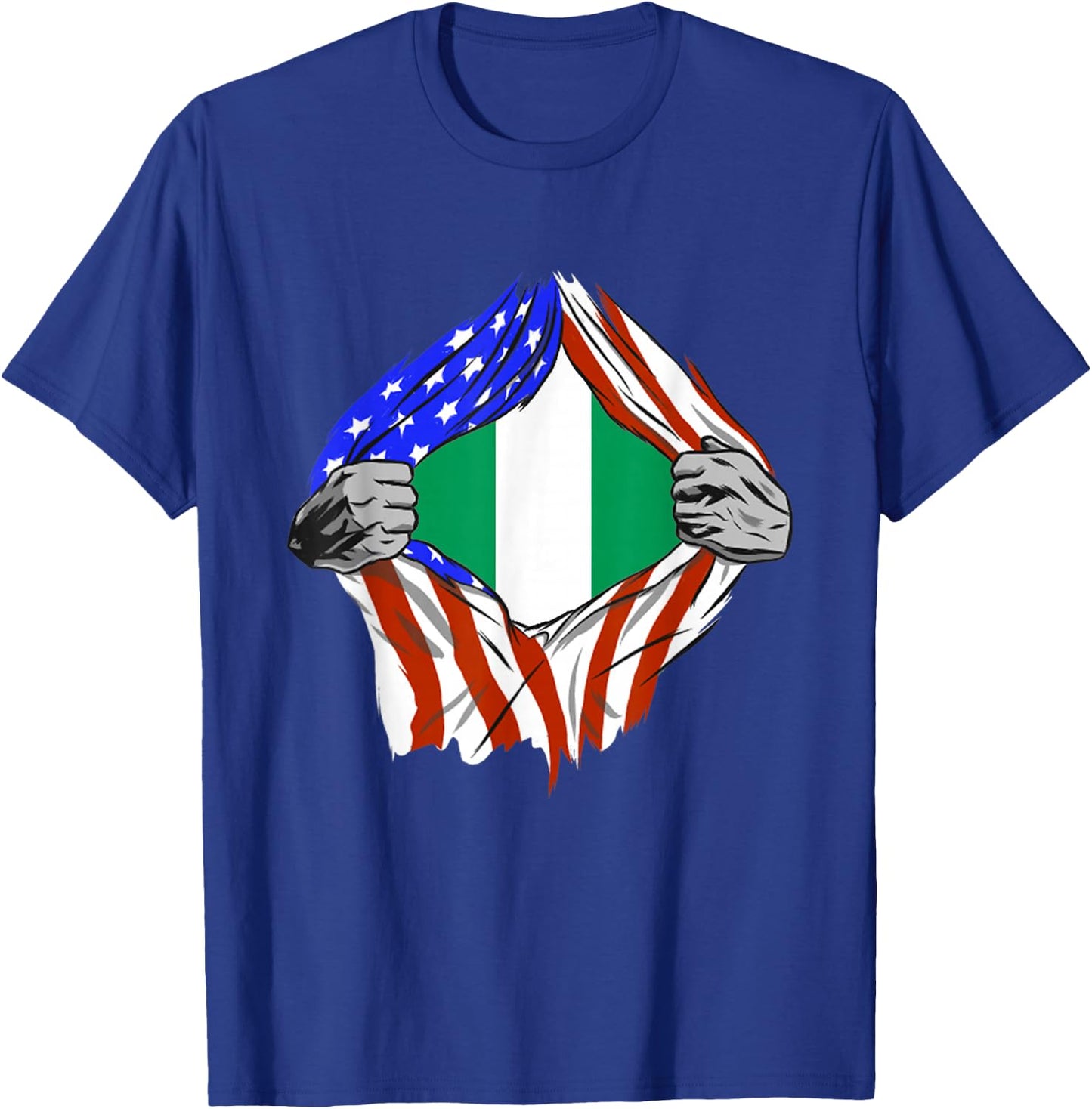Nigeria America USA Flag Chest Nigerian Roots African Pride T-Shirt - T-Shirt | Royal