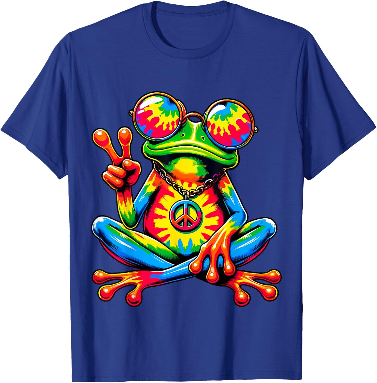 Tie-Dye Peace Frog Peace Sign Hippie T-Shirt - T-Shirt | Royal