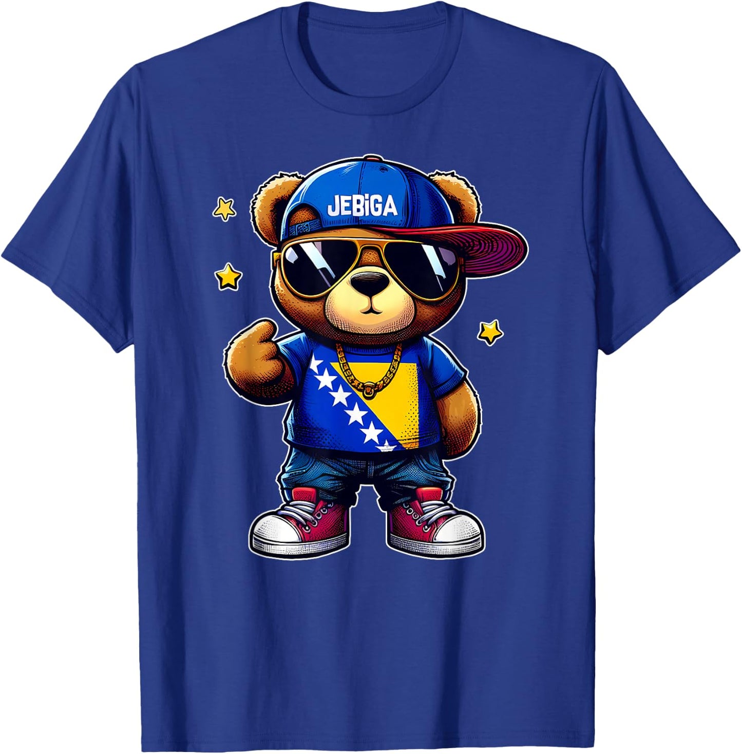 JEBIGA Cute Teddy Bear Funny Bosnian Flag Gift BiH Bosna T-Shirt - T-Shirt | Royal
