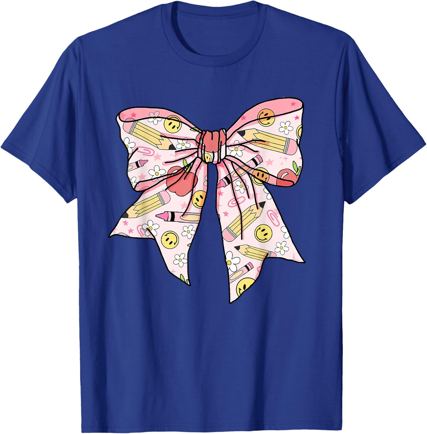 Coquette Bow Teacher Student Happy First Day Back to School T-Shirt - T-Shirt | Royal