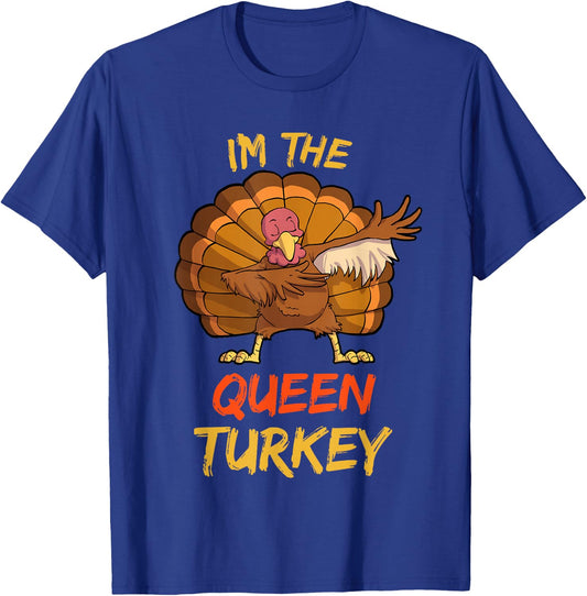 Queen Turkey Matching Family Group Thanksgiving Party Pajama T-Shirt - T-Shirt | Royal