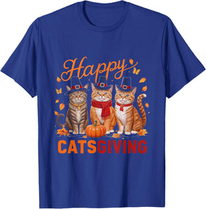 Happy Catsgiving Thanksgiving Cat Pumpkin Fall Cats T-Shirt - T-Shirt | Royal