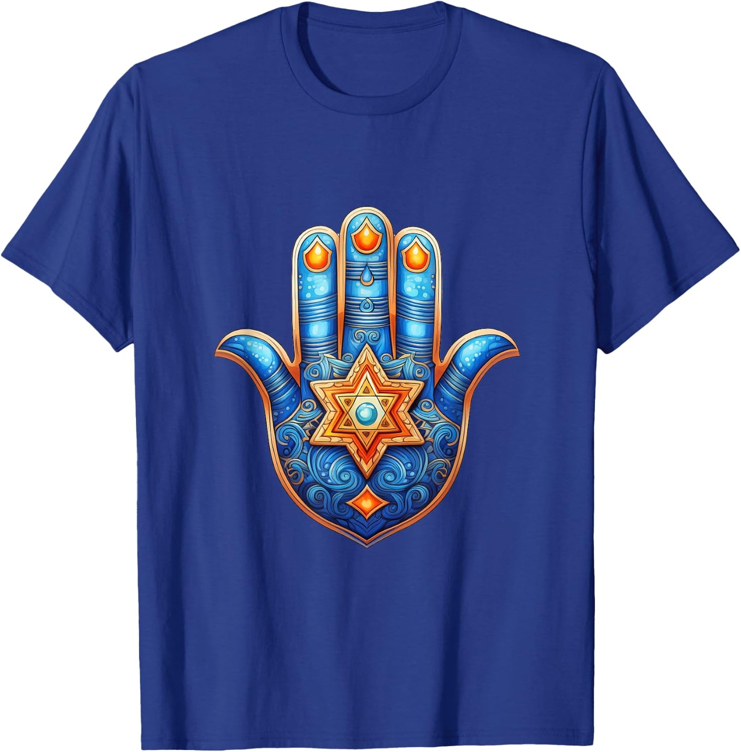 Hamsa L'Chaim Maguen David Chai Star of David Life Judaism T-Shirt - T-Shirt | Royal