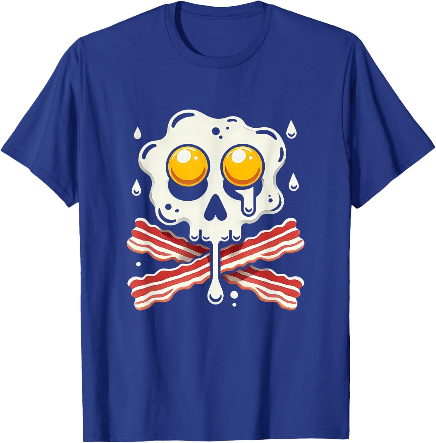 Egg Bacon Skull And Crossbones Food Art T-Shirt - T-Shirt | Royal