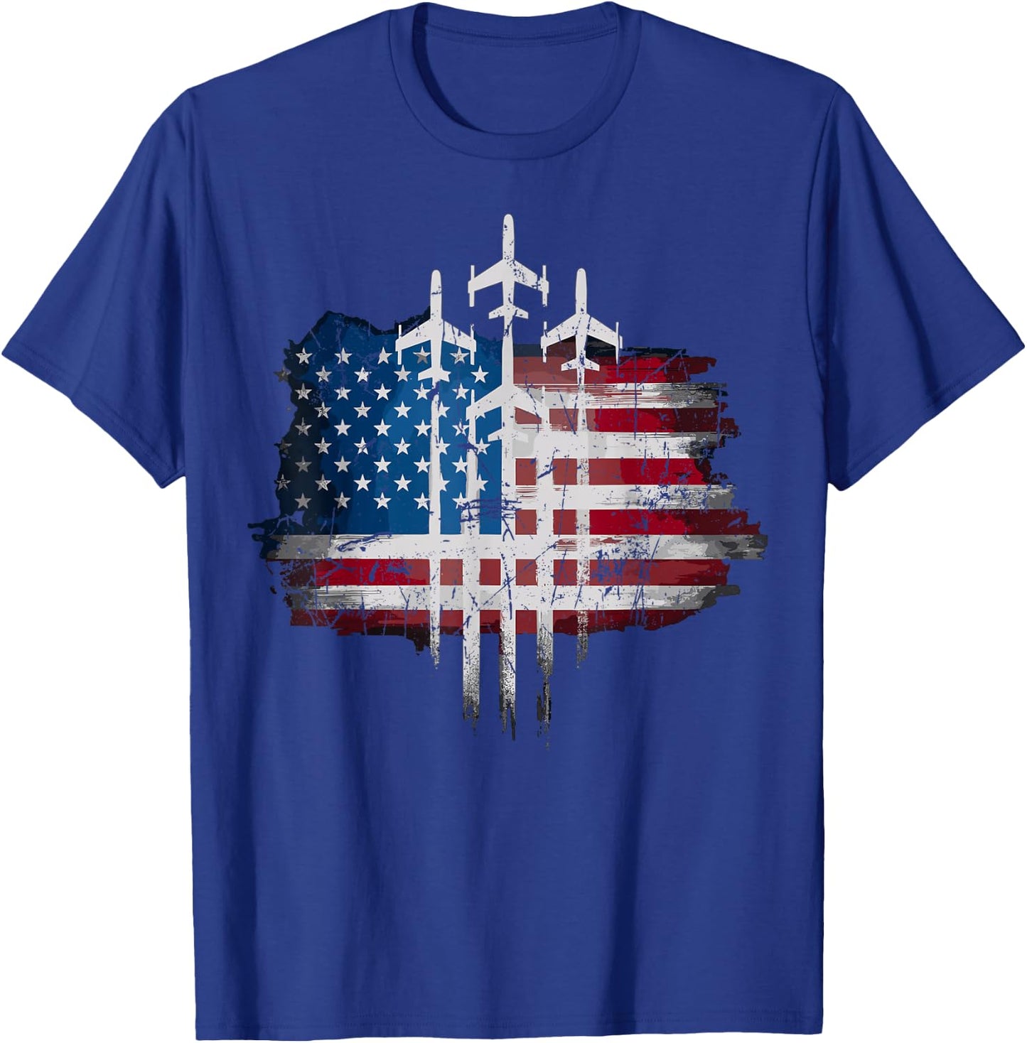 Fighter Jets USA Flag American T-Shirt - T-Shirt | Royal