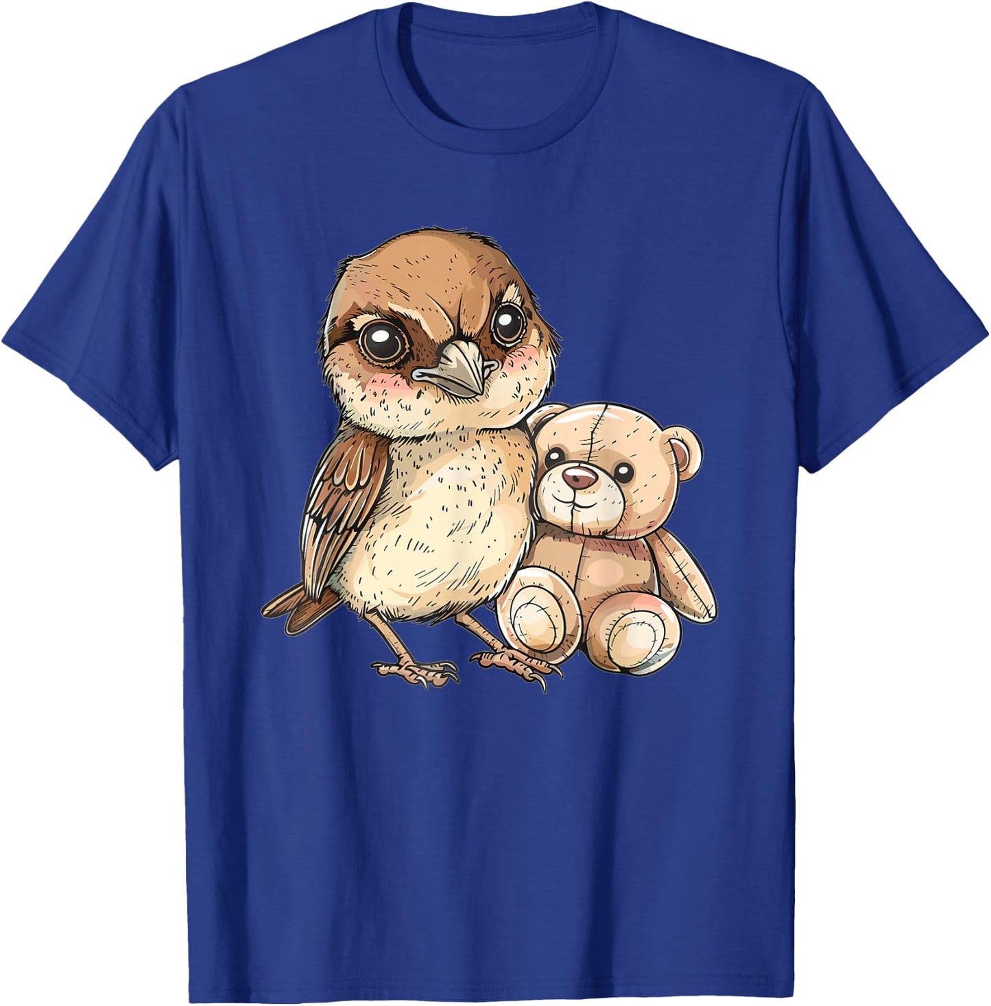 Cute Sparrow With Teddy Bear I Sparrow T-Shirt - T-Shirt | Royal