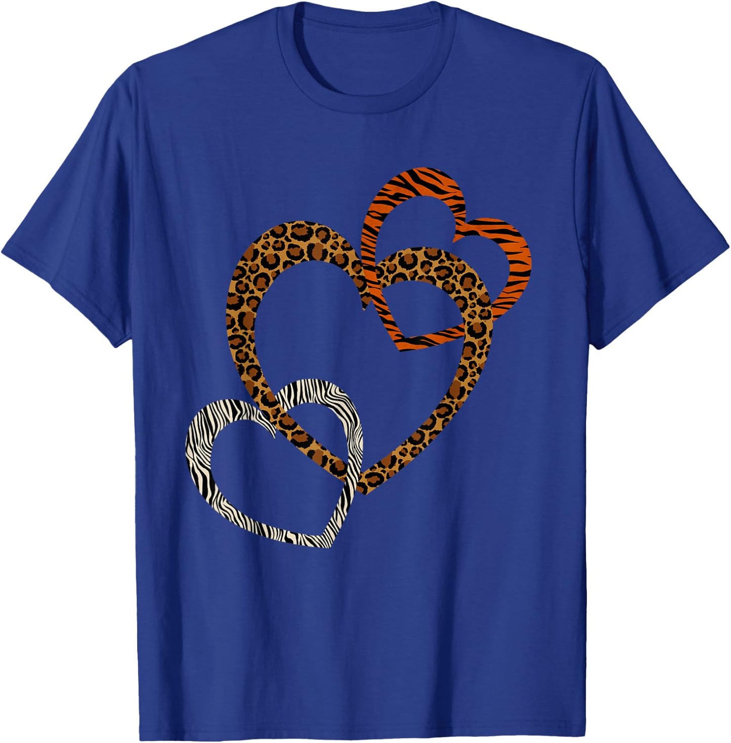 Leopard Tiger Cheetah Zebra Heart Print Shirt Hearts Love T-Shirt - T-Shirt | Royal