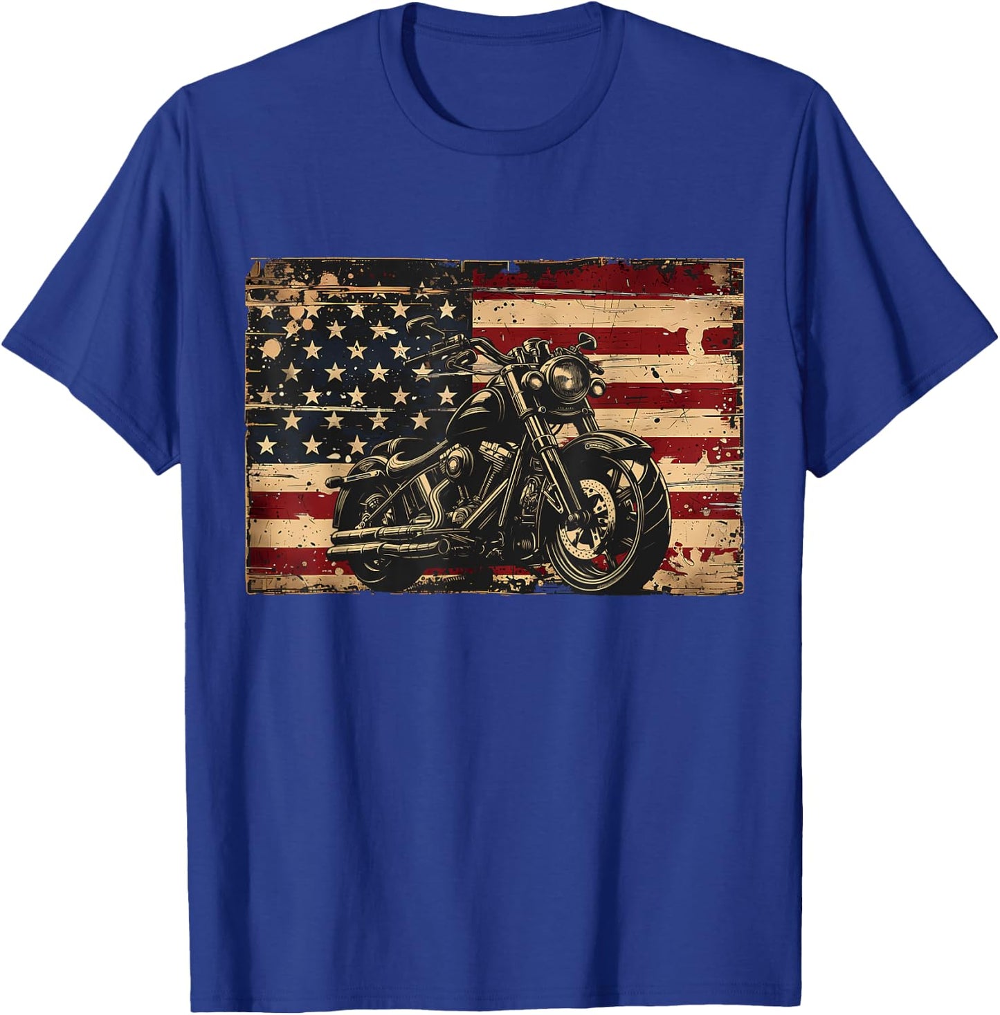 American Flag Motorcycle Apparel - Biker Motorcycle Kids Men T-Shirt - T-Shirt | Royal