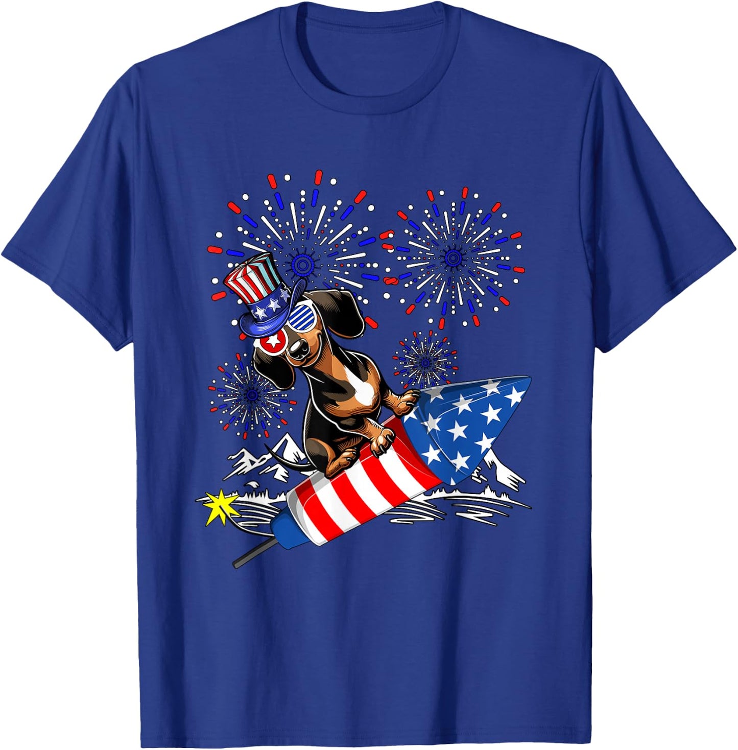 Dachshund Costume 4th Of July Fireworks Patriotic Lover Kids T-Shirt - T-Shirt | Royal
